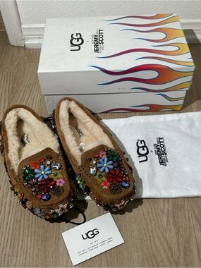 UGG x Jeremy Scott Ansley Jewels Crystal Slippers Chestnut Women US 5 EU 36 New